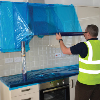 Hard Surface Protection Film FR TS63 600mm x 100m Blue Kitchen