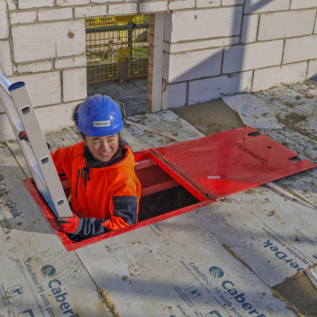 Ladder Hatch (Temporary Trap Door) 660 x 804mm Red Ladder Hatch (Temporary Trap Door) 660 x 804mm Red